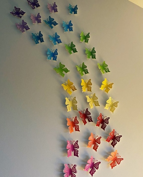 Niche Utama 2 D Butterflies Wall Decorations, Rainbow Paper Butterflies, Pastel