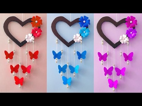 wall hanging heart decoration ideas Niche Utama 2 Easy and Quick Heart Paper Wall Hanging Ideas / Butterfly Wall decor /  Cardboard Reuse Room DIY