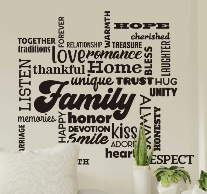 Niche Utama 2 Family Words Home Text Wall Decor