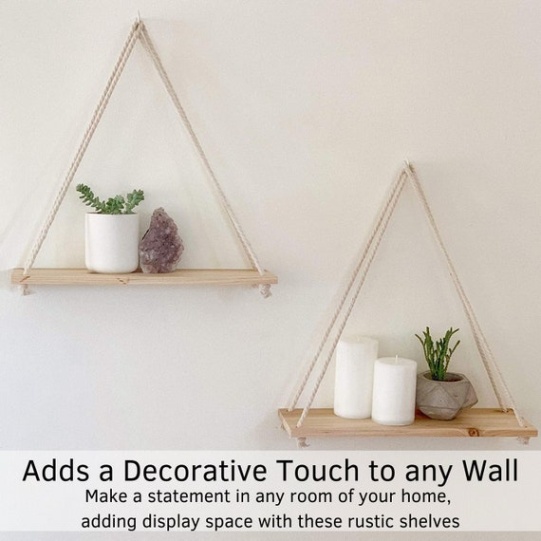 Niche Utama 2 Hanging Shelf Floating Shelves Wall Decor Set Of  W/ Hooks