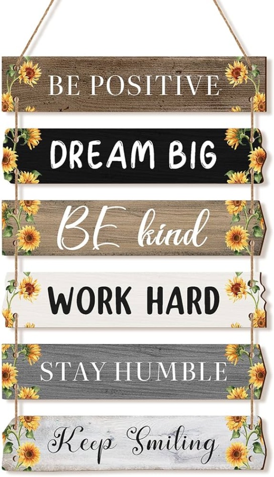 wall decor plaque Niche Utama 2  Pieces Rustic Wall Hanging Plaque Sign Inspirational Wall Art Farmhouse  Wooden Wall Signs Positive Wall Plaque with Quotes Motivational Quote Decor