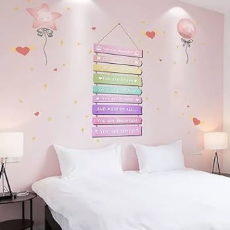 Niche Utama 2 Pink Room Decor For Teen Girls Aesthetic, Cute Bedroom Wall Decor For Baby  Girl, Boho Rainbow Wall Art Signs, Trendy Stuff Decorations For Kids