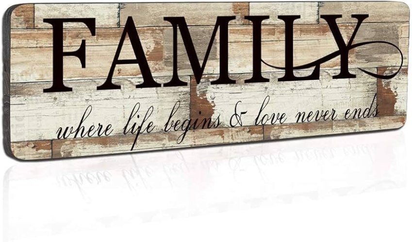 Niche Utama 2 Wood Wall Decor Sign Family Wall Art Sign Home Inspirational Motto Printed  Plaque Sign Family, Where Life Begins And Love Never Ends "x" Wood Wall